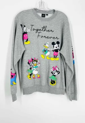 Disney Size L Gray/Multi Screen Print Embroidered Tops Sweatshirt