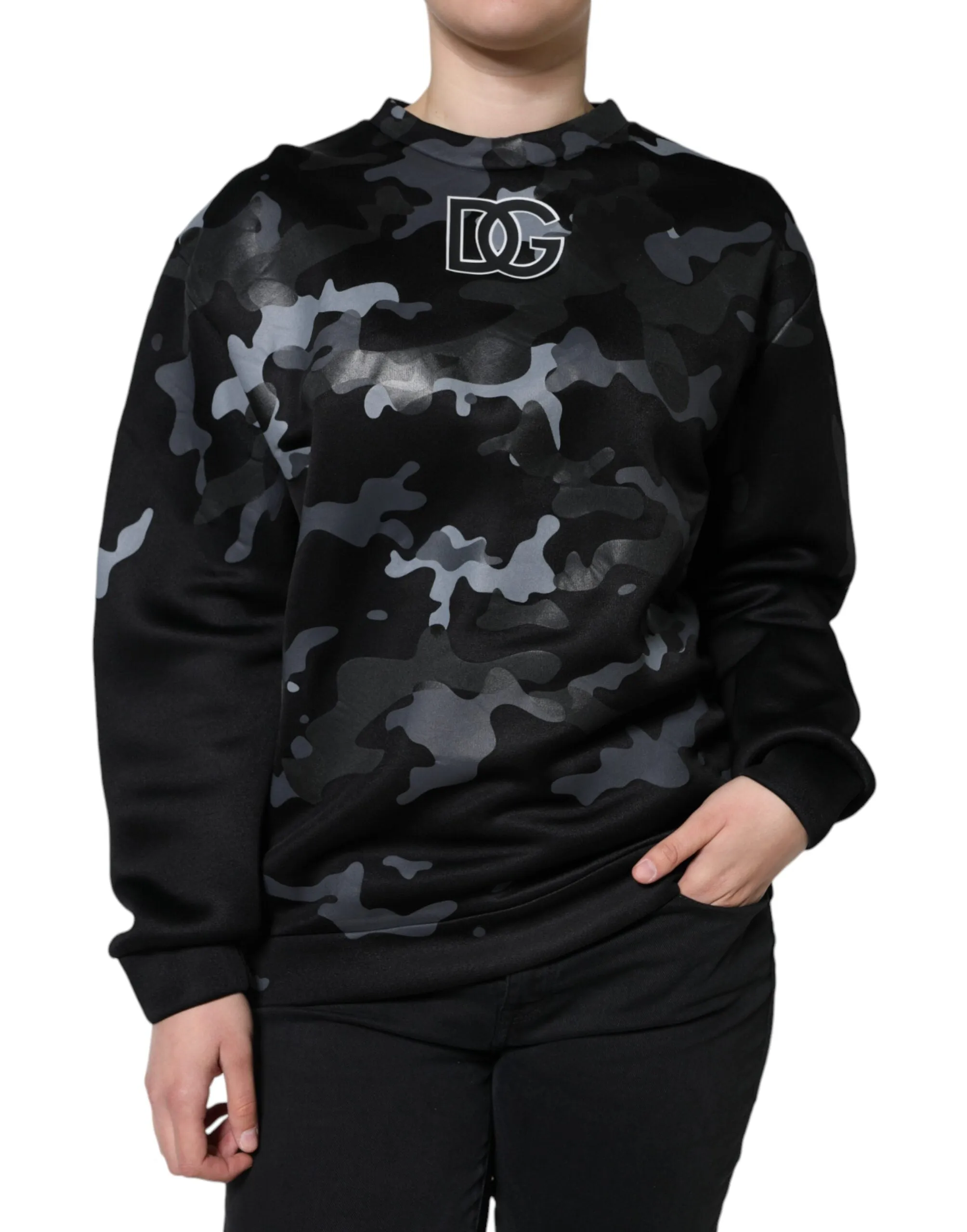 Dolce & Gabbana Camouflage Round Neck Sweatshirt Women's Sweater (Pre-Owned)