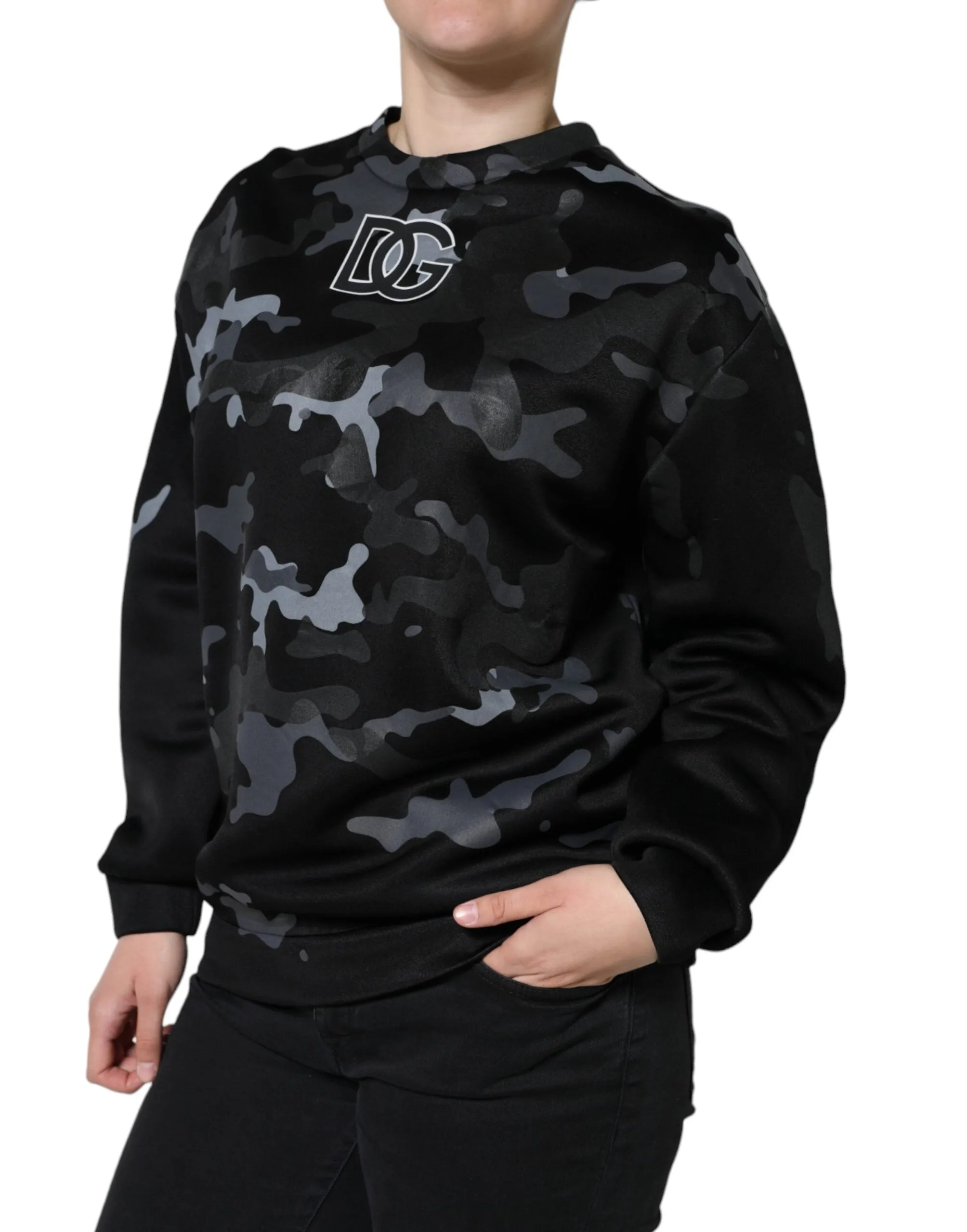 Dolce & Gabbana Camouflage Round Neck Sweatshirt Women's Sweater (Pre-Owned)