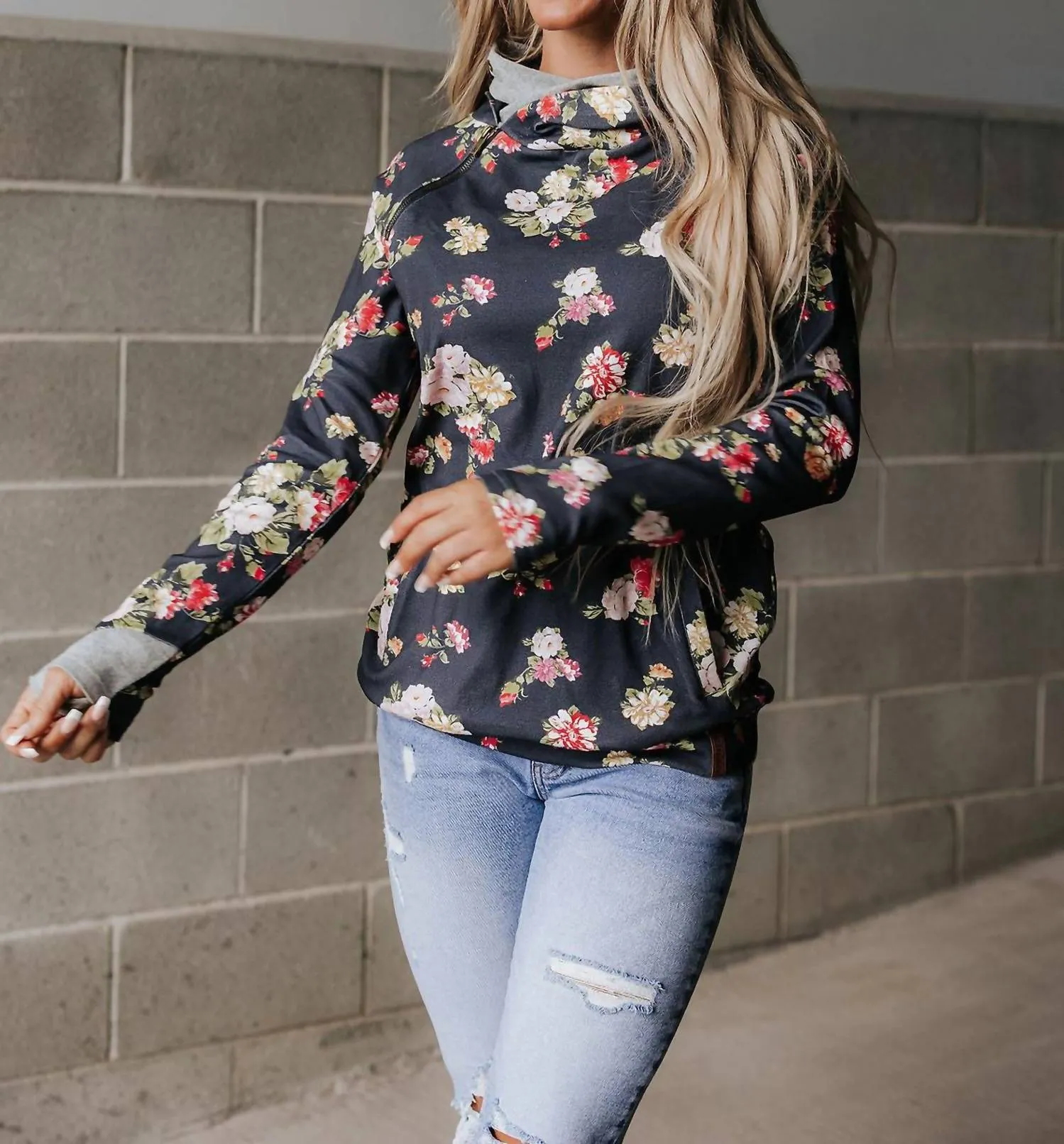 Double Hood Sweatshirt In Over The Moon