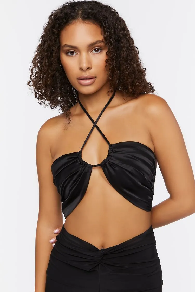 Forever 21 Women's Crisscross Halter Bralette Black Forever 21