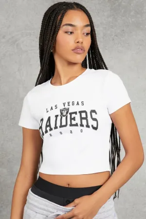 Forever 21 Women's Las Vegas Raiders Cropped T-Shirt White/Black Forever 21
