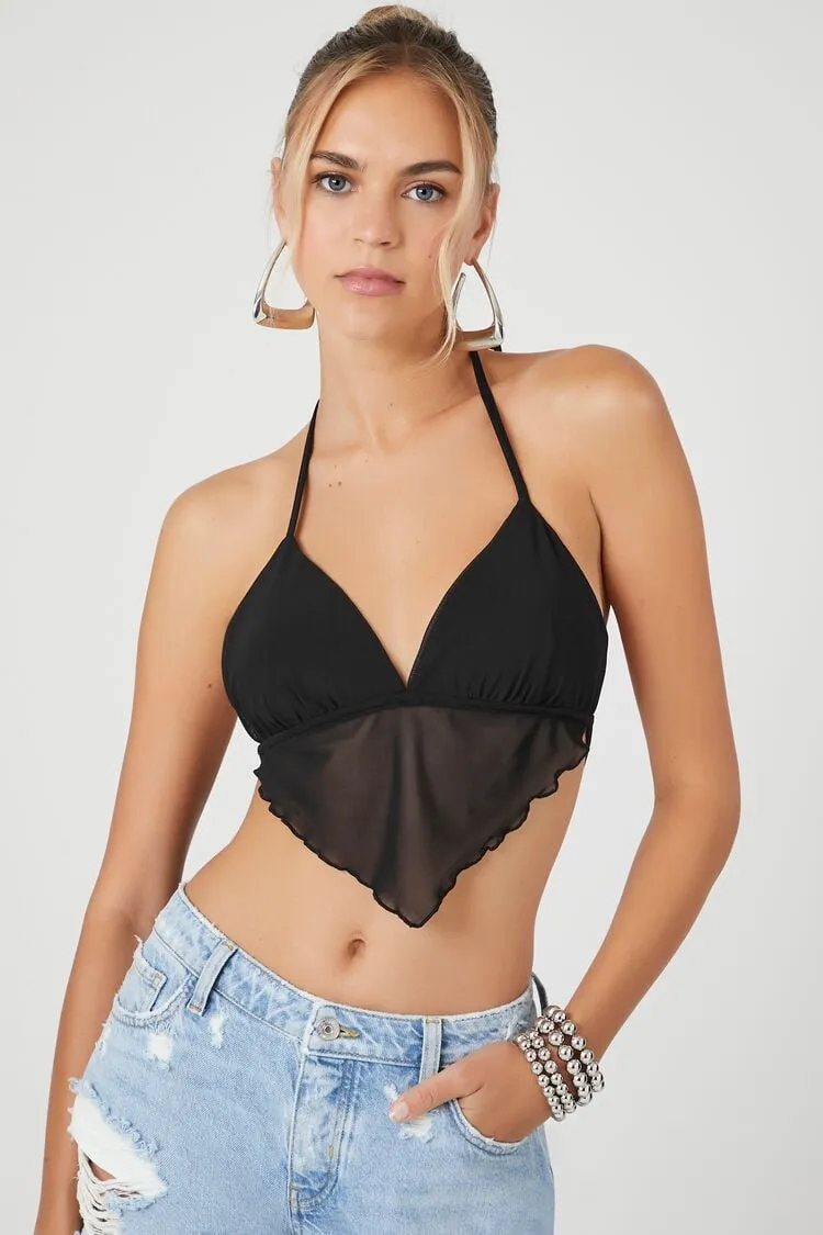 Forever 21 Women's Mesh Open-Back Halter Top Black Forever 21