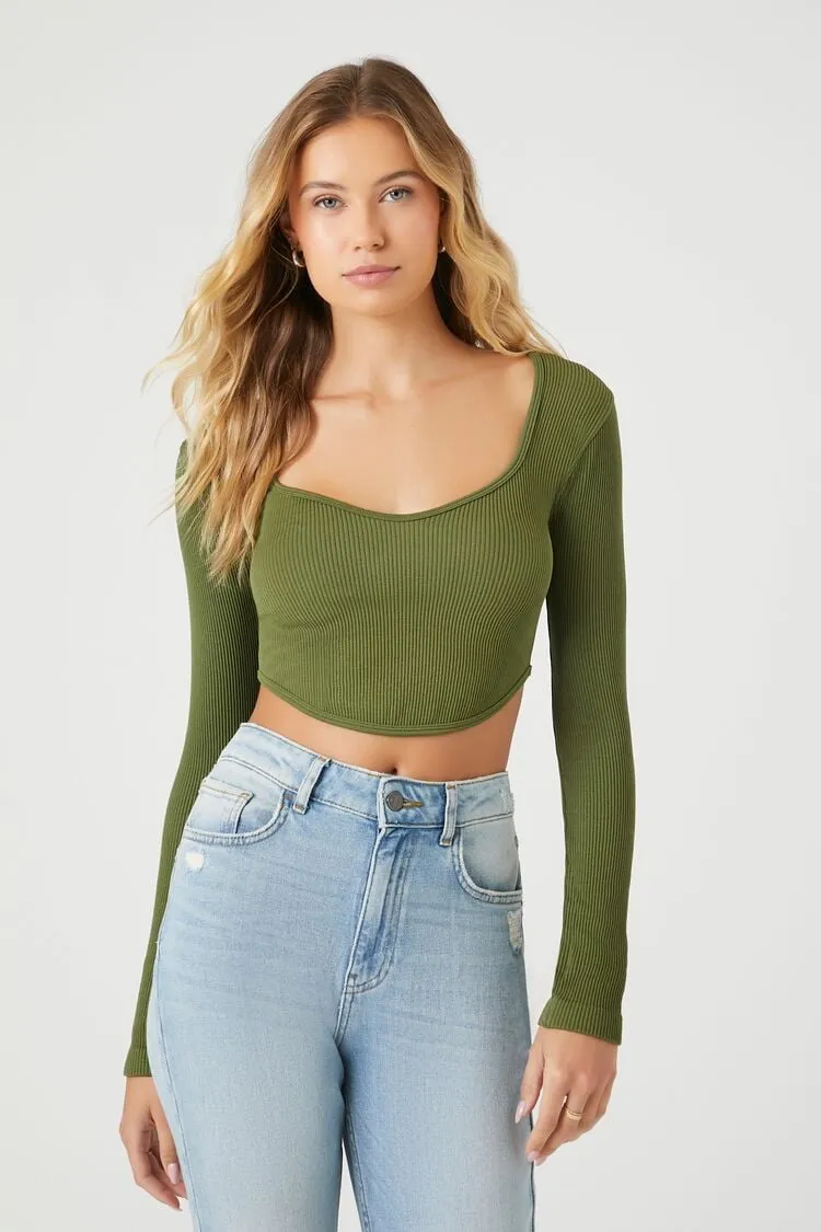 Forever 21 Women's Seamless Curved-Hem Crop Top Cypress Forever 21