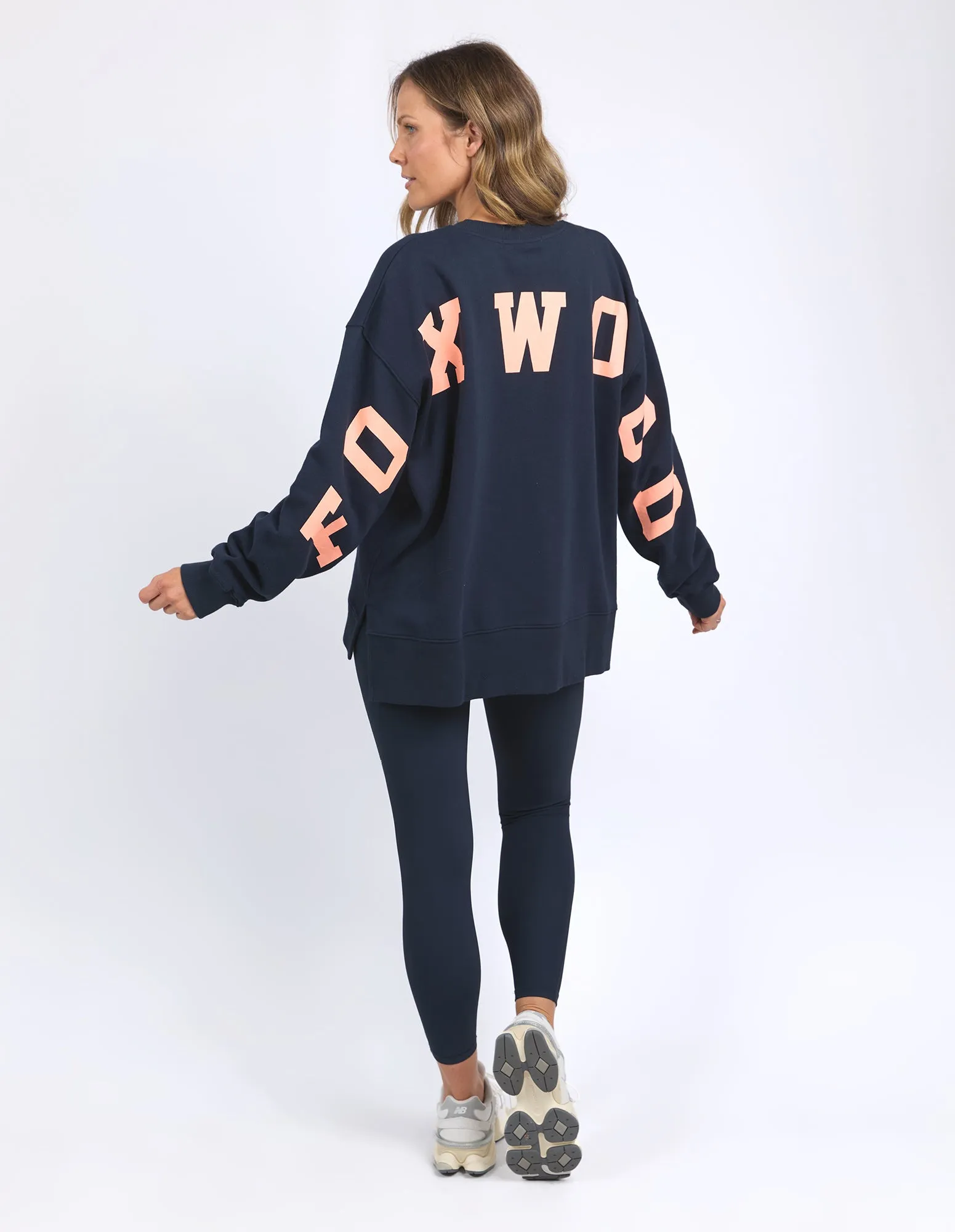 Foxwood Interval Crew Navy with Peach Print