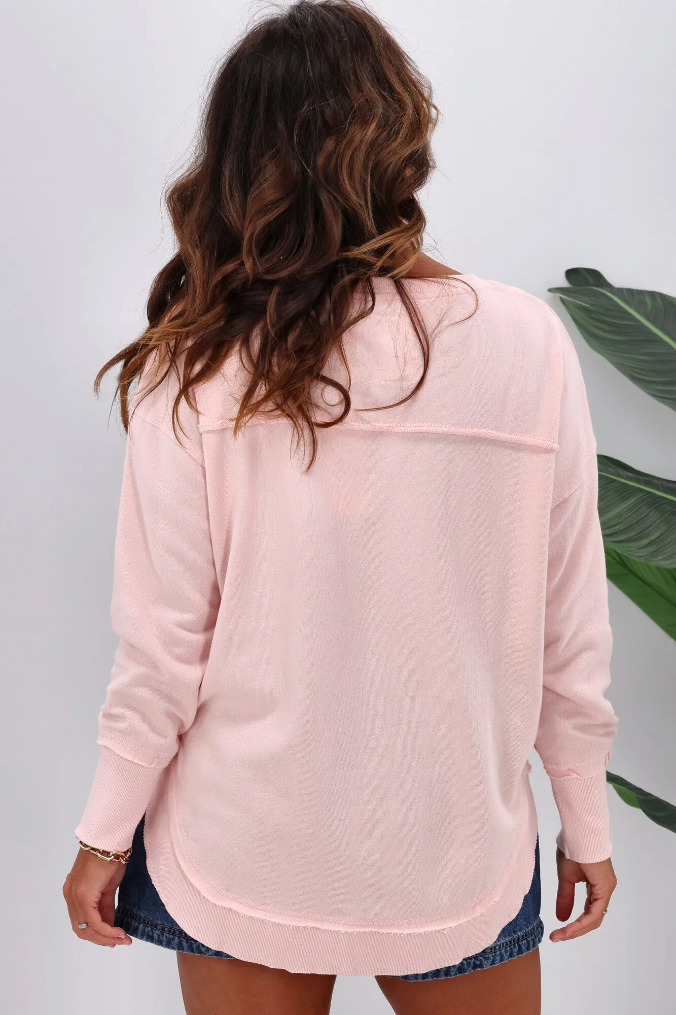 Foxwood Simplified Metallic Crew Pale Pink