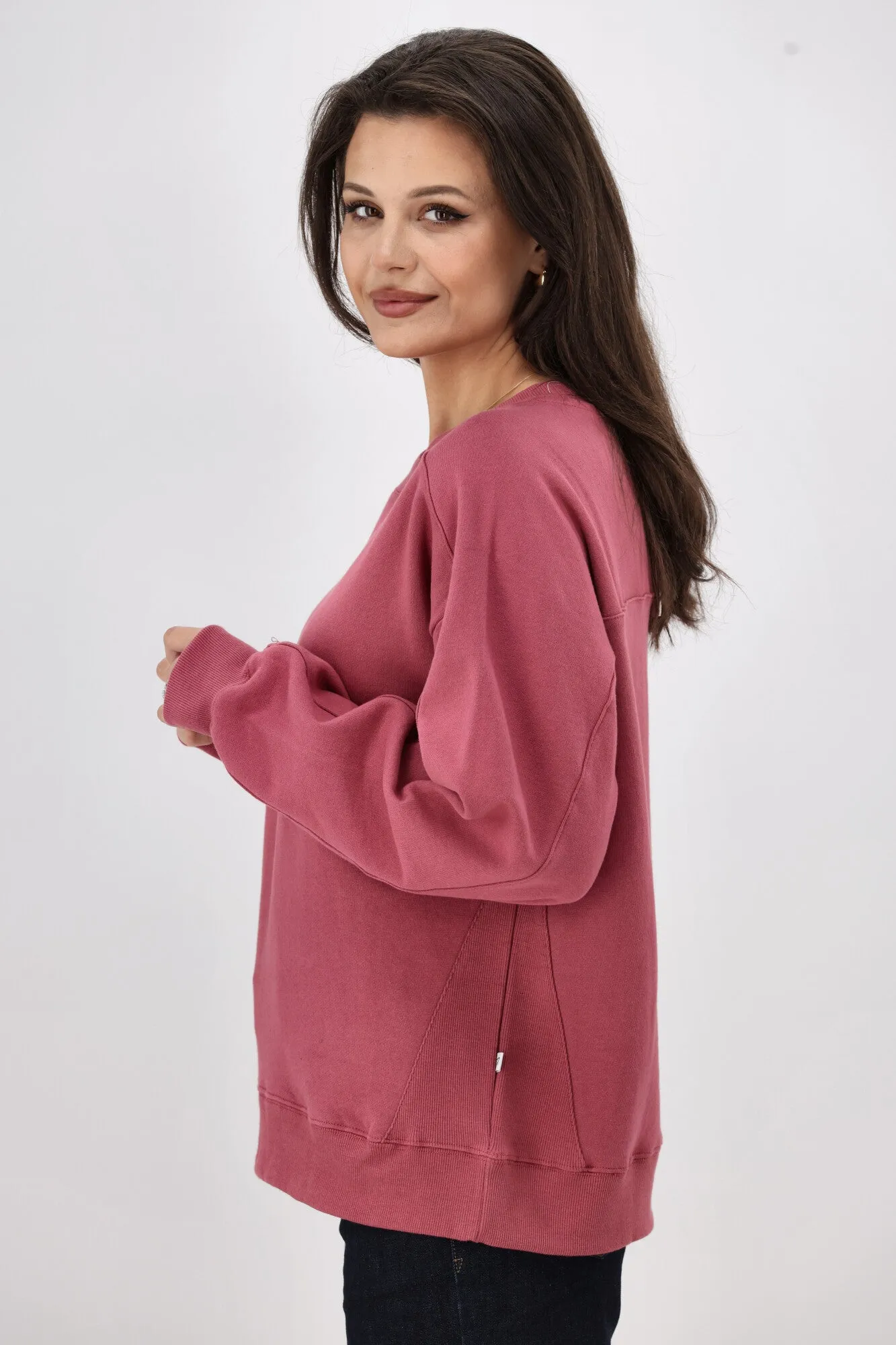 Shine On Essentials Monogrammed Crew Dusty Rose