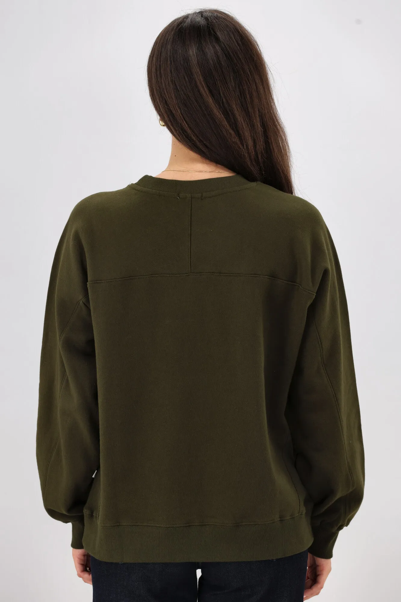 Shine On Essentials Monogrammed Crew Olive