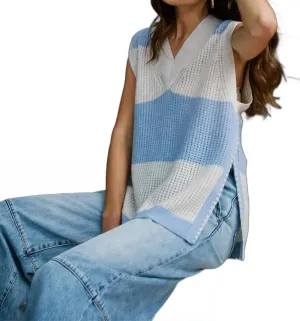 Striped Mesh Gilet In Slate/mojave