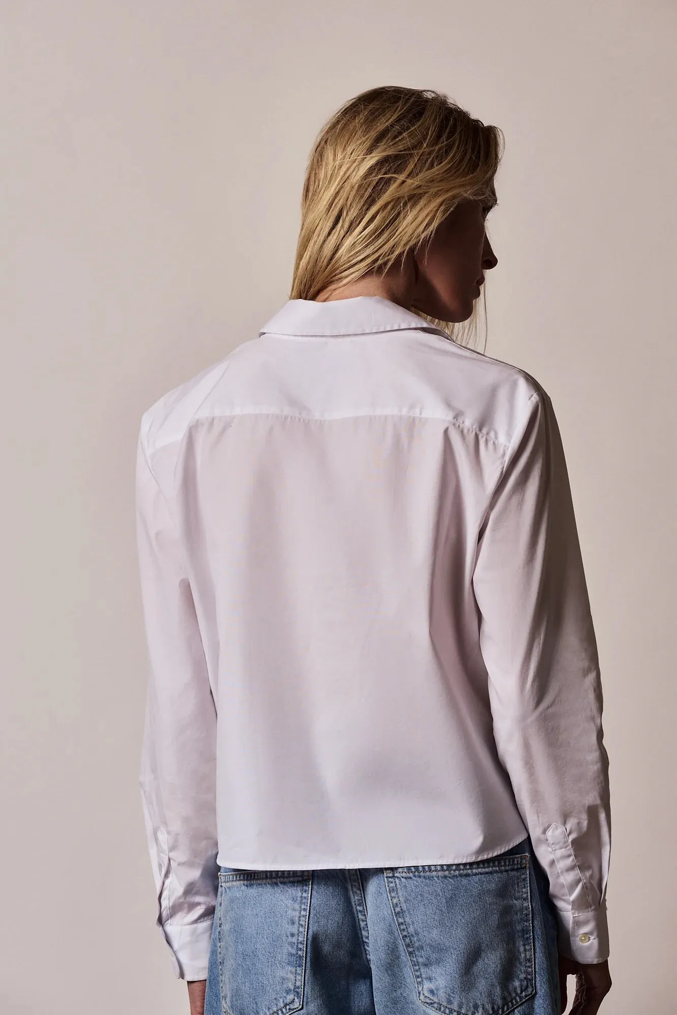The Long Sleeve Boxy Crop in White