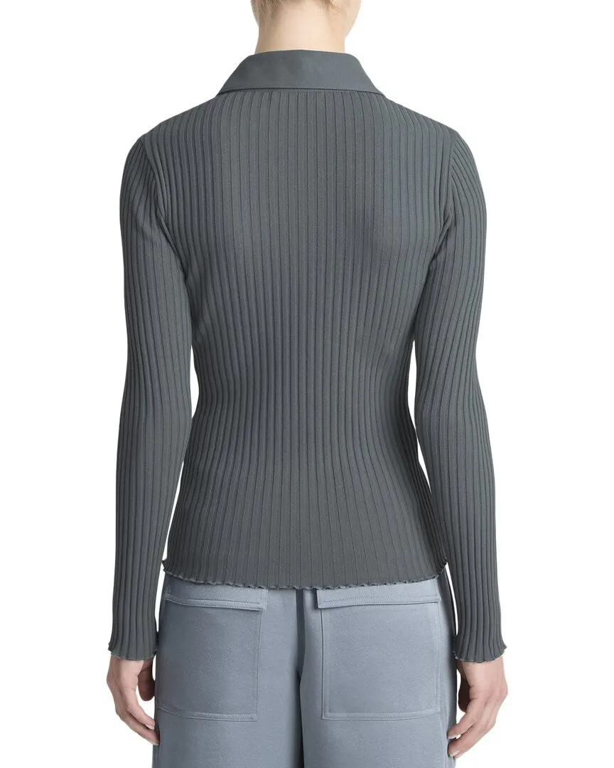 Vince Rib Button-Up Polo Shirt