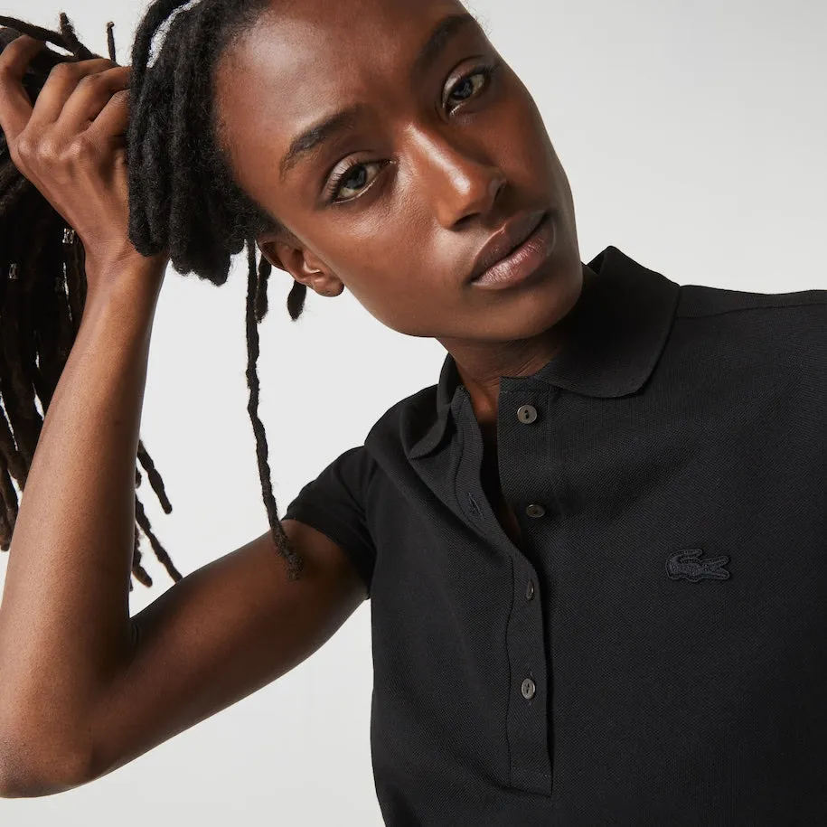 Women's Slim Fit Stretch Cotton Piqué Polo Black Patagonia Clothing