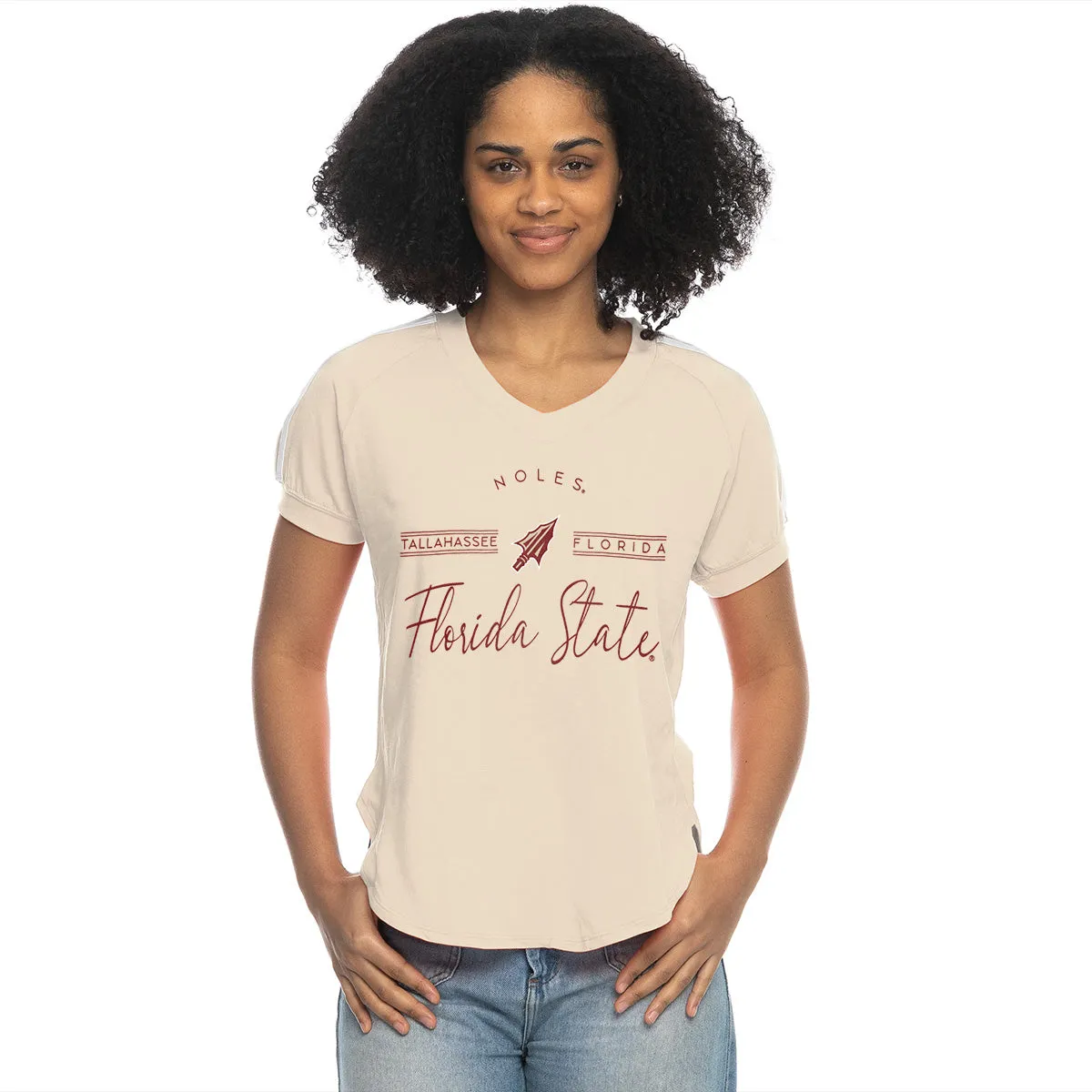 ZooZatz Women's Noles/Florida State Arrowhead Design Short Sleeve T-shirt - Sand ZooZatz Clothing Women